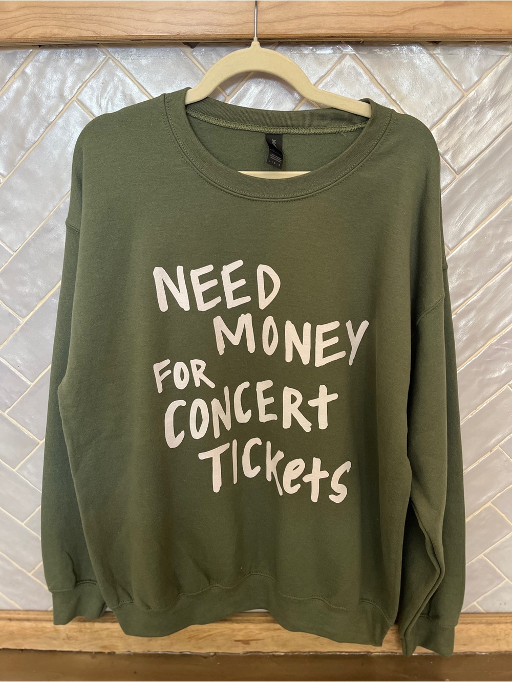 Friday Saturday - Olive Green Graphic Crewneck Sweatshirt -